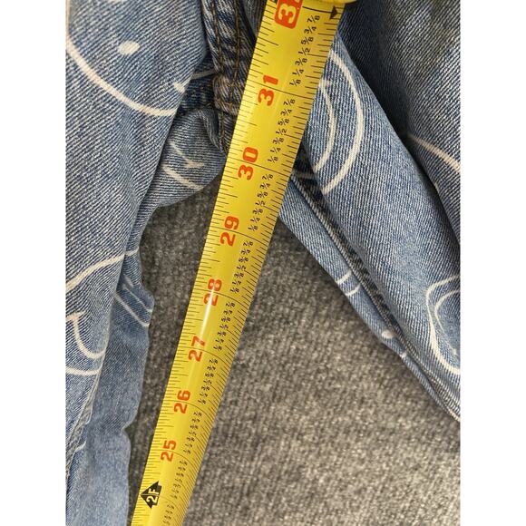 H&M Smiley Print High Waist Straight Wide Leg Denim Jeans Womens 4 - Picture 6 of 9